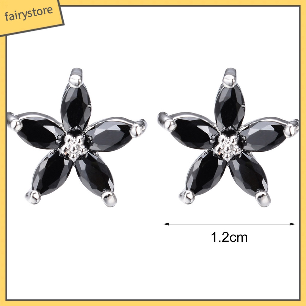 1 Đôi Bông Tai Hình Hoa Đính Đá Nhiều Màu Phong Cách Hàn Quốc