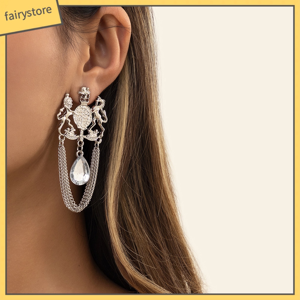 1 Đôi Bông Tai Đính Đá Sáng Bóng Phong Cách Cổ Điển Thời Trang Dành Cho Nữ