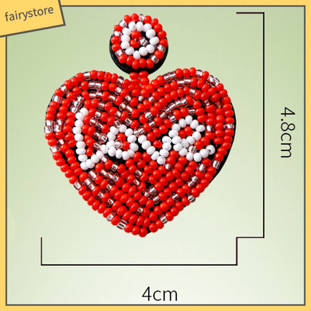1 Đôi Bông Tai Hình Trái Tim Bện Thủ Công Màu Sắc Tương Phản Dành Cho Nữ