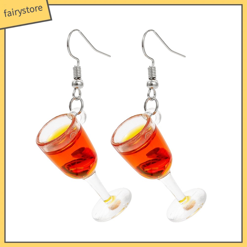 Bông Tai Dạng Móc Hình Ly Rượu Bằng Resin Thời Trang Cho Nữ