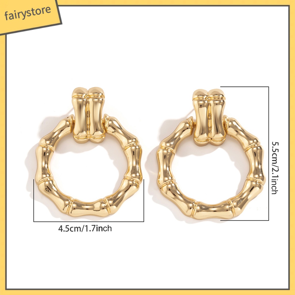 1 Đôi Bông Tai Hình Tròn Bằng Tre Mạ Điện Thiết Kế Tối Giản Thời Trang