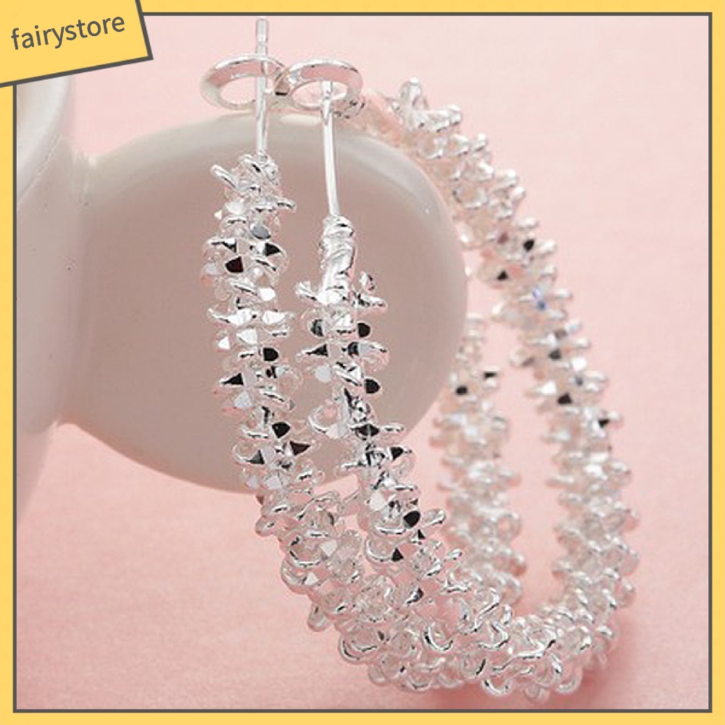 1 Đôi Bông Tai Hình Tròn Thắt Nút Bằng Hợp Kim Nhẹ Thời Trang Dành Cho Nữ