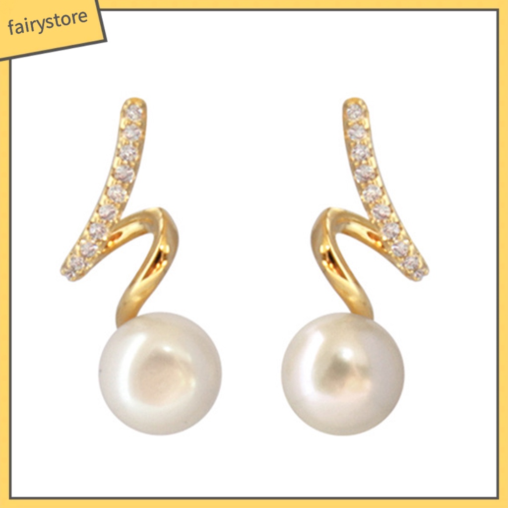 1 Đôi Bông Tai Đính Ngọc Trai Nhân Tạo Phong Cách Hàn Quốc