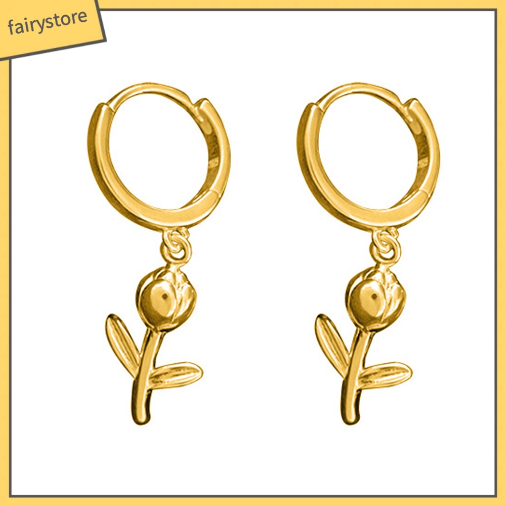 1 Khuyên Tai Vòng Hình Học Thả Mạ Điện Bóng Cao Trang Trí Sang Trọng Quyến Rũ Không Gây Dị Ứng