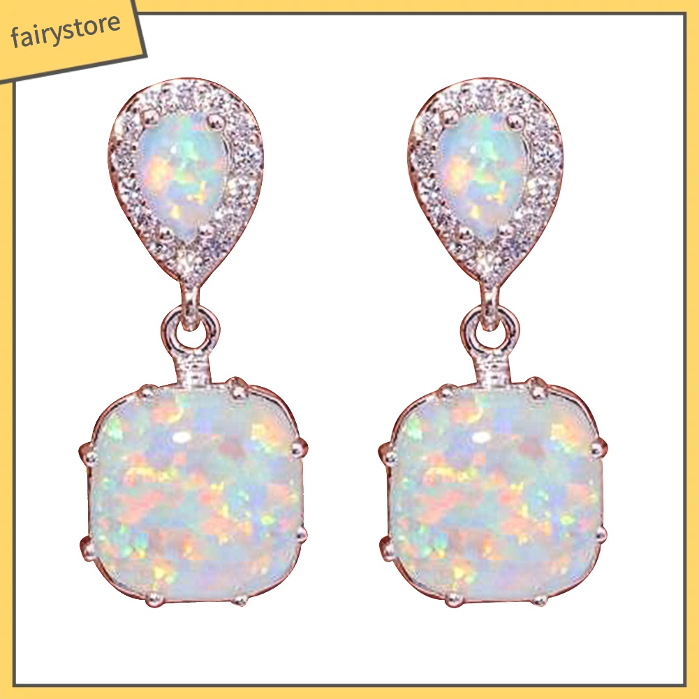 Khuyên Tai Đính Đá Opal Thời Trang Cho Nữ