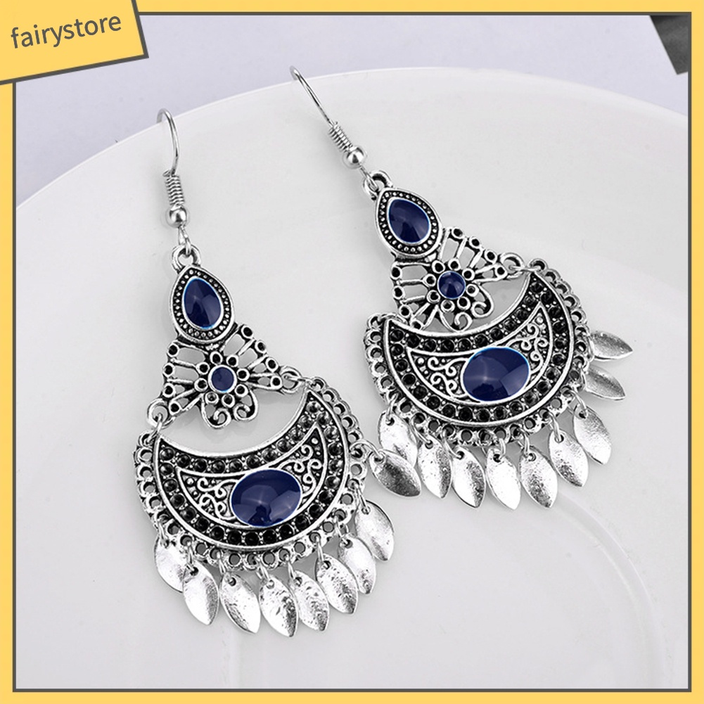 Bông Tai Hình Học Đính Đá Nhân Tạo Phong Cách Bohemian Dành Cho Nữ