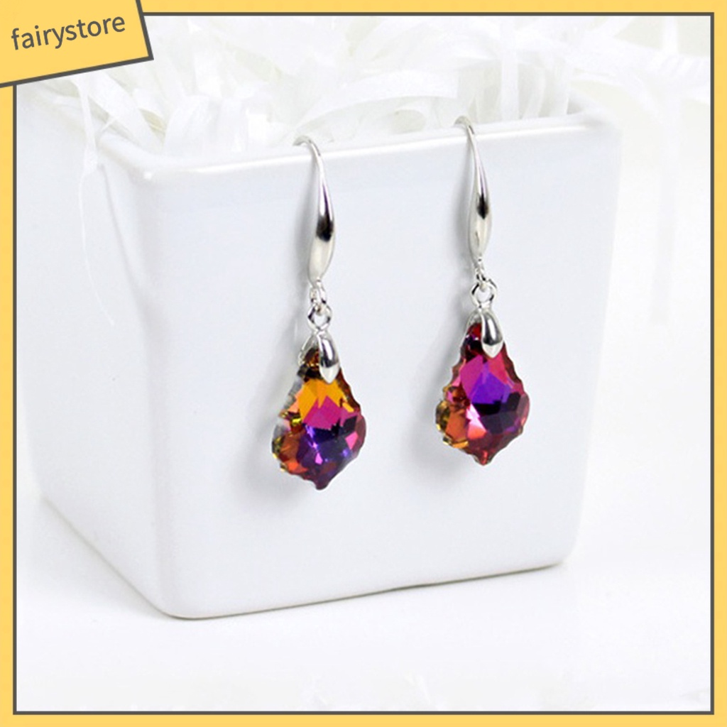 1 Đôi Bông Tai Móc Đính Pha Lê Giả Thoải Mái Chống Mòn Thời Trang Dự Tiệc Cho Nữ