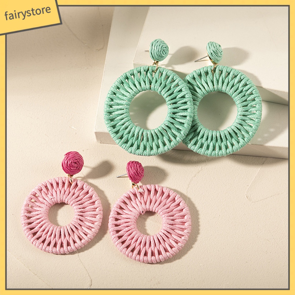 1 Đôi Bông Tai Tròn Màu Sắc Tươi Sáng Dành Cho Nữ