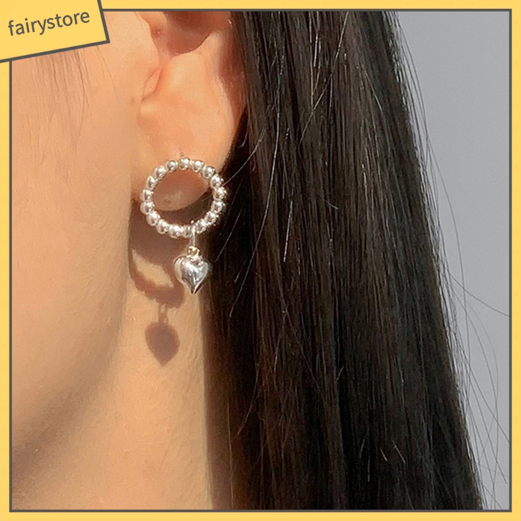 1 Đôi Bông Tai Hình Trái Tim Bề Mặt Mịn Phong Cách Hàn Quốc Dành Cho Nữ