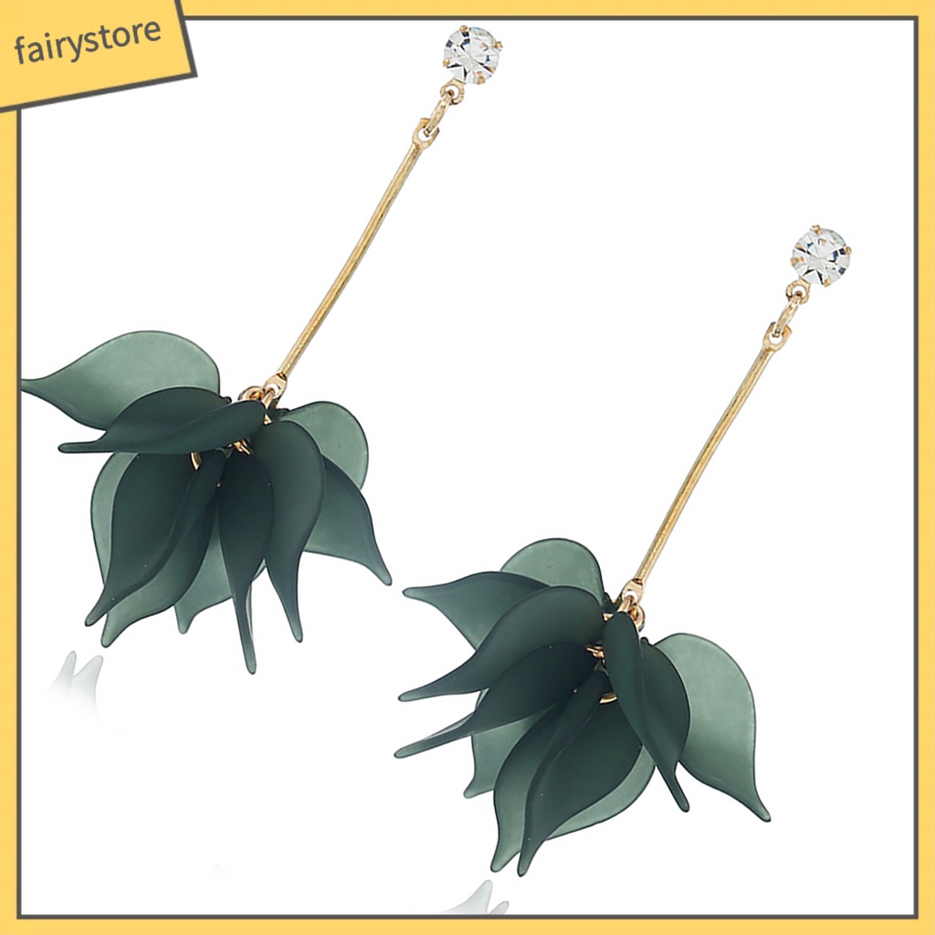 1 Đôi Bông Tai Dáng Dài Hình Cánh Hoa Bằng Hợp Kim Cho Nữ