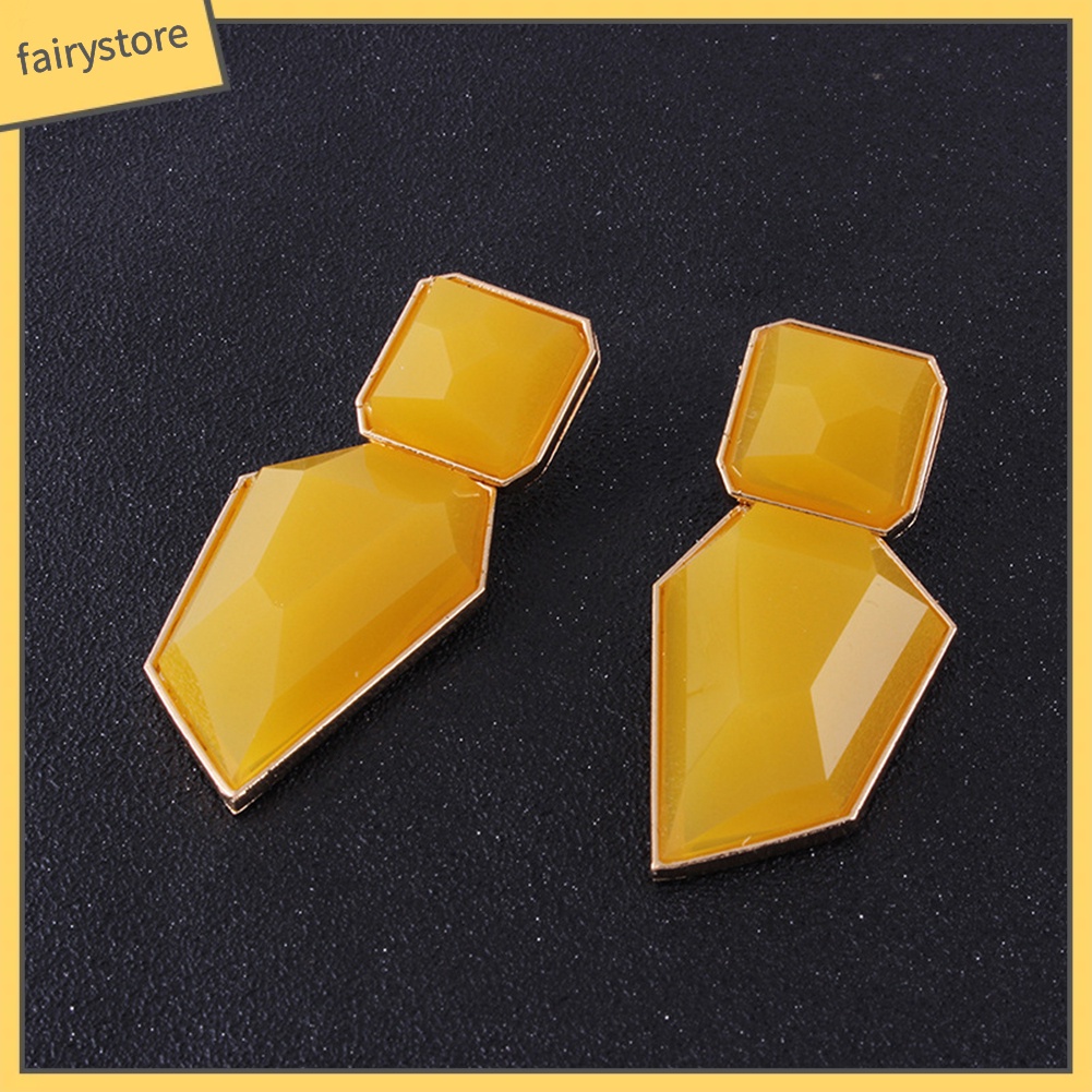 Bông Tai Hình Học Bằng Nhựa Resin Lấp Lánh Phong Cách Vintage Dành Cho Nữ