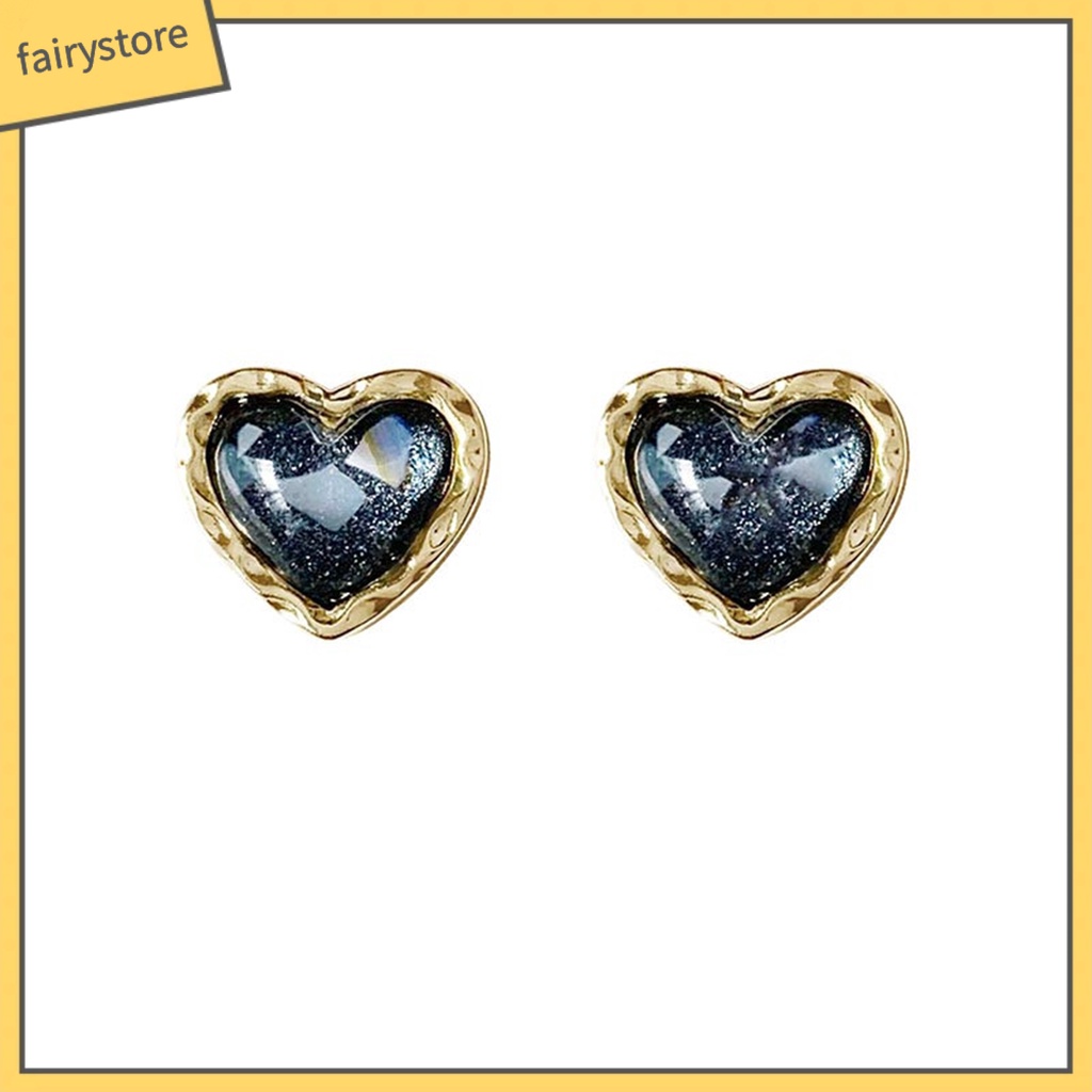 1 Đôi Bông Tai Hình Trái Tim Mạ Điện Phong Cách Hàn Quốc Dành Cho Nữ
