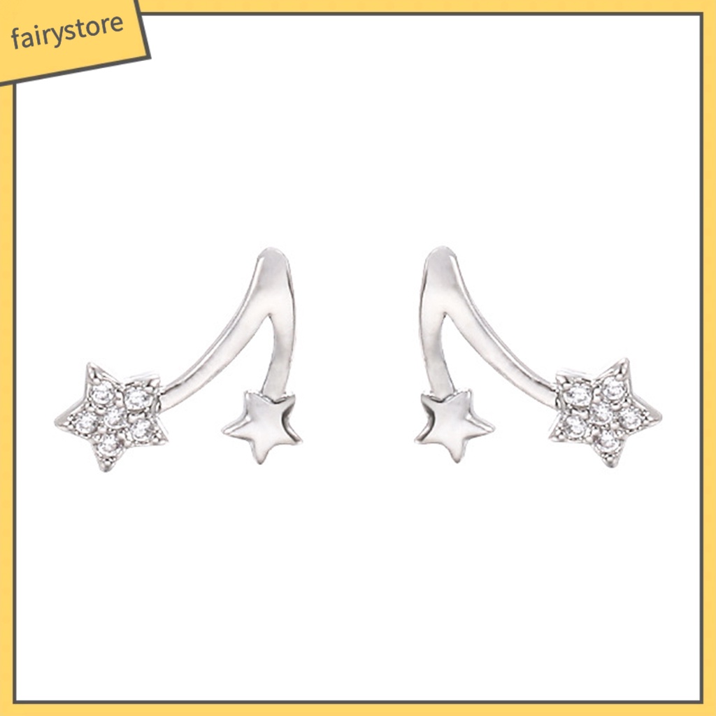 1 Đôi Bông Tai Hình Ngôi Sao Năm Cánh Đính Đá Màu Sắc Ngọt Ngào