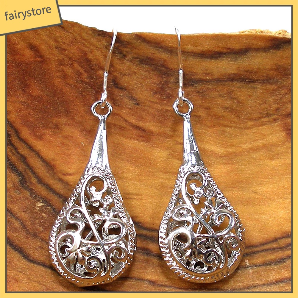 Bông Tai Hình Giọt Nước Họa Tiết Hoa / Giọt Nước Thời Trang Dự Tiệc Cho Nữ