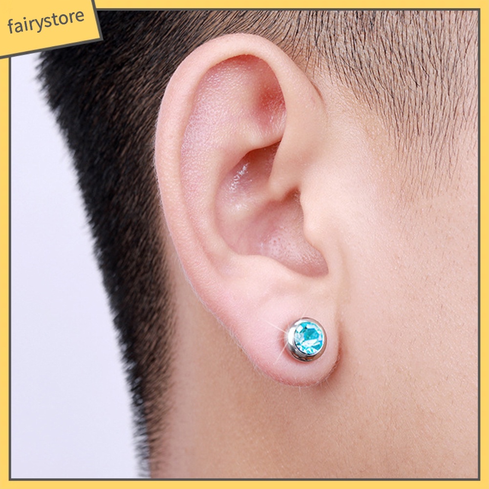 Bông Tai Helix Bằng Thép Không Gỉ Đính Kim Cương Giả Unisex