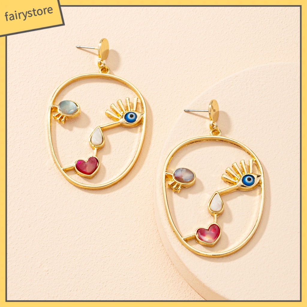 1 Đôi Bông Tai Hình Học Nhiều Màu Sắc Thời Trang Dành Cho Nữ