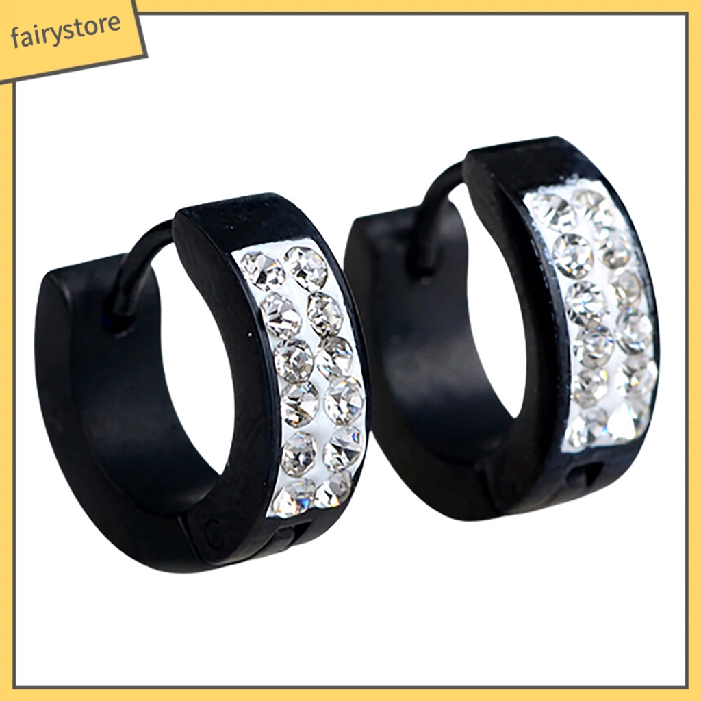 1 Đôi Khuyên Tai Tròn Nhỏ Bằng Thép Titan Phong Cách Punk Dành Cho Tiệc Tùng