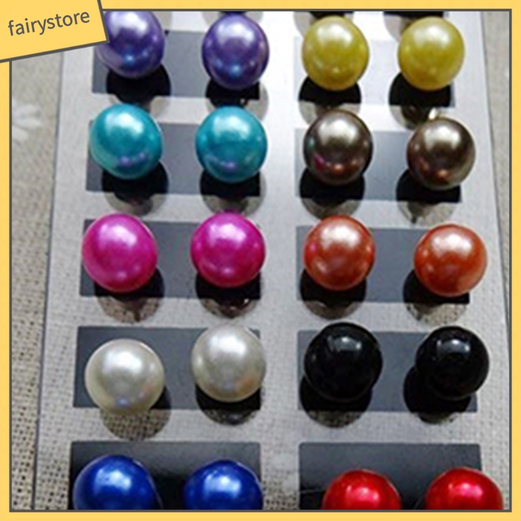 Set 12 Đôi Bông Tai Ngọc Trai Giả Thời Trang Cho Nữ