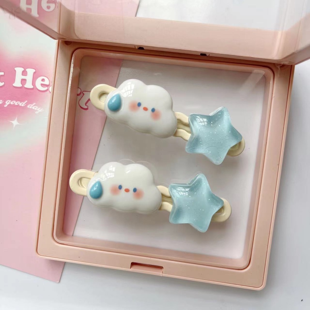 Kẹp Tóc Mái Ngang Hình Ngôi Sao Đám Mây / Trái Tim Hoạt Hình Dễ Thương Cho Bạn Gái
