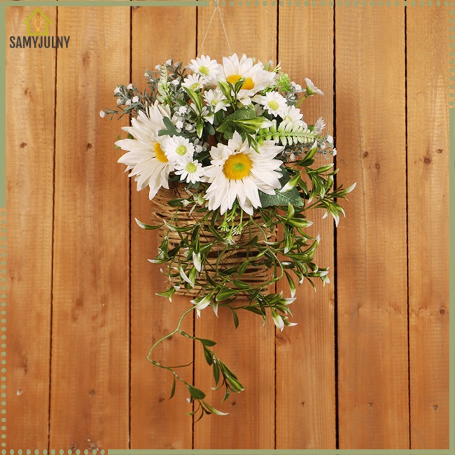 Giỏ Hoa Hướng Dương Nhân Tạo Treo Cửa Trước Trang Trí Nhà Cửa / Sân Vườn