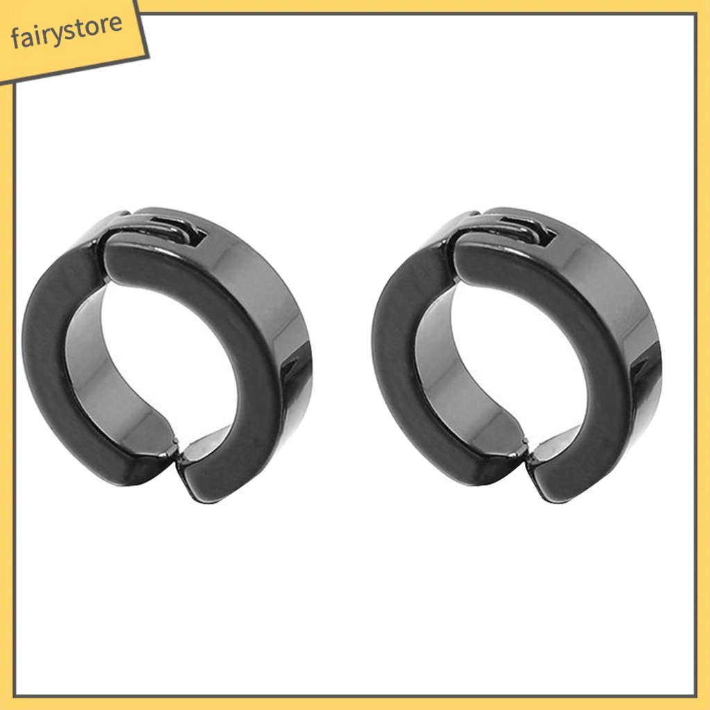 Khuyên Kẹp Vành Tai Tròn Bằng Thép Không Gỉ Phong Cách Punk Cá Tính Dành Cho Nam