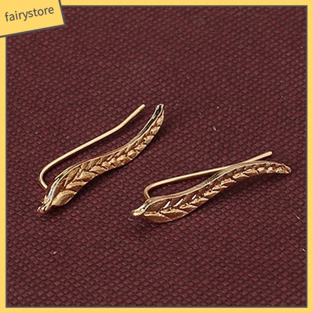 1 Đôi Bông Tai Hình Chiếc Lá Bằng Hợp Kim Thời Trang Dành Cho Nữ