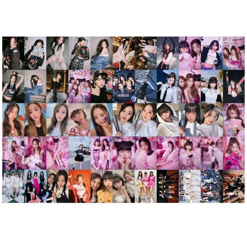 Hộp 55 Tấm Thẻ Hình Lomo Các Thành Viên Nhóm Nhạc Kpop LE Sseriesafim FEARLESS