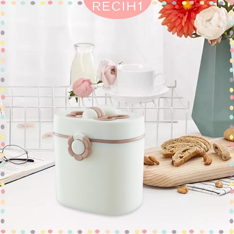 [Recih] Hộp Đựng Thức Ăn / Sữa Bột Em Bé Có Nắp Đậy Kín Và Tay Cầm Có Thể Gập Lại Chống Rò Rỉ Dùng Khi Đi Cắm Trại