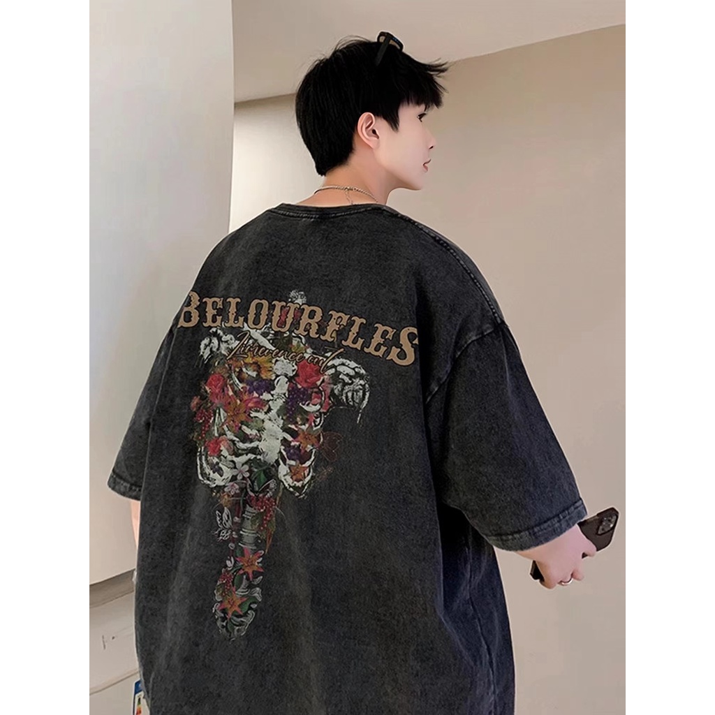 Áo Thun Nam Tay Ngắn Phong Cách Hip Hop Âu Mỹ Cá Tính 400g