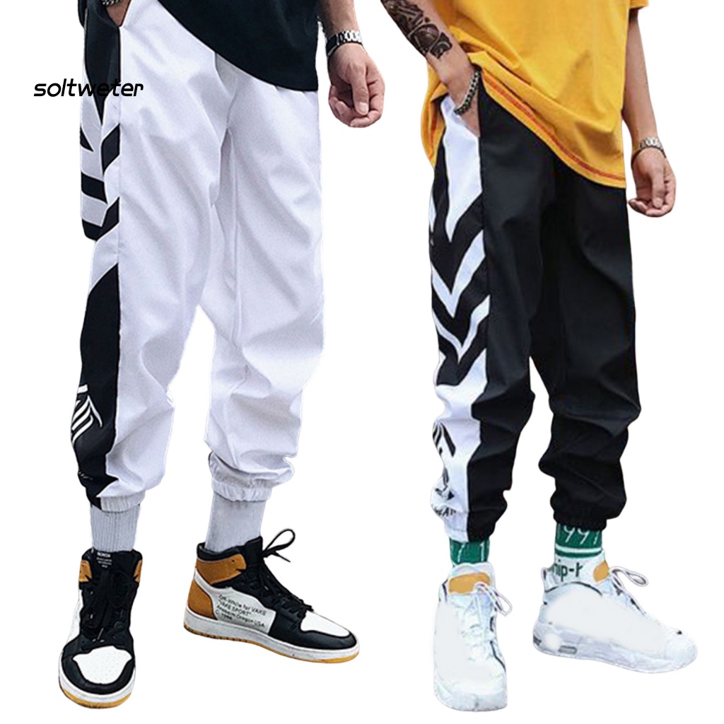 Quần Dài Hip Hop Lưng Thun Co Giãn Phối Sọc Nhiều Màu Sắc Cho Nam