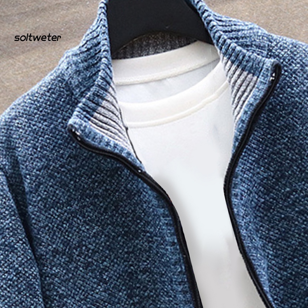 Áo Khoác Cổ Đứng Tay Dài Màu Trơn Dày Dặn Thời Trang Thu Đông Cho Nam