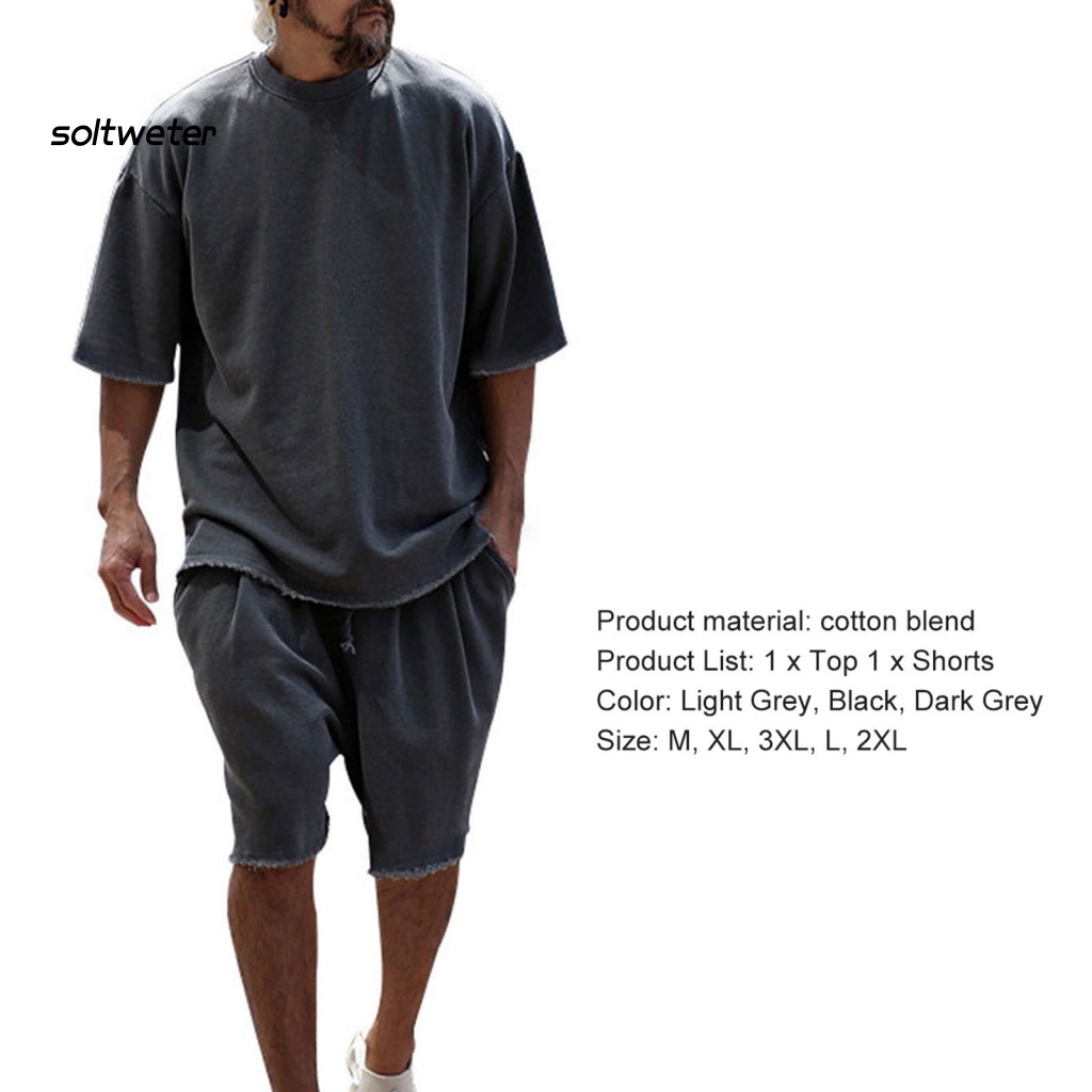 1 Bộ Quần Short Dây Rút Dáng Rộng Màu Trơn Có Túi Thời Trang Mùa Hè Cho Nam