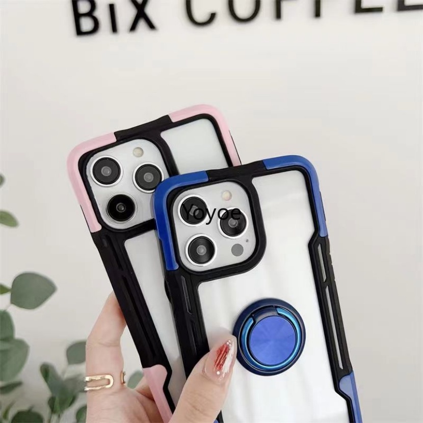 Ốp Điện Thoại Armor Silicone Trong Suốt Có Thanh Đỡ Chống Sốc Cho iPhone 14 13 12 11 Pro Max X XS XR 7 8 Plus