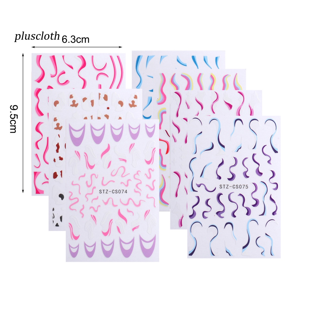 Bộ 7 Miếng Dán Móng Tay Siêu Mỏng Họa Tiết Hình Học 3D Phong Cách Pháp