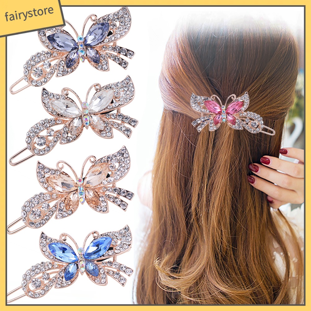 Kẹp Tóc Hình Bướm Đính Đá Thời Trang Cho Nữ