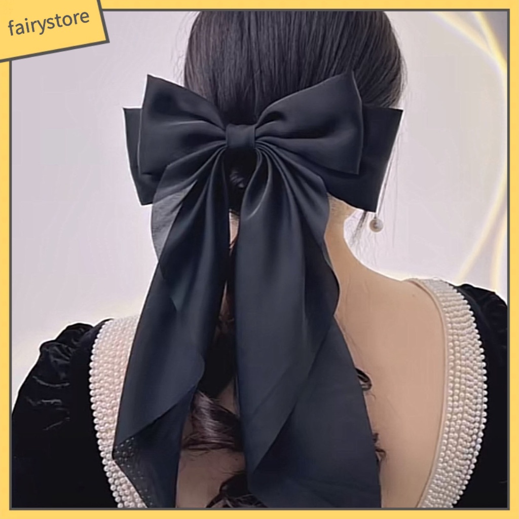 Kẹp Tóc Nơ Ruy Băng Satin Co Giãn Tốt Phong Cách Hàn Quốc Cho Bé Gái