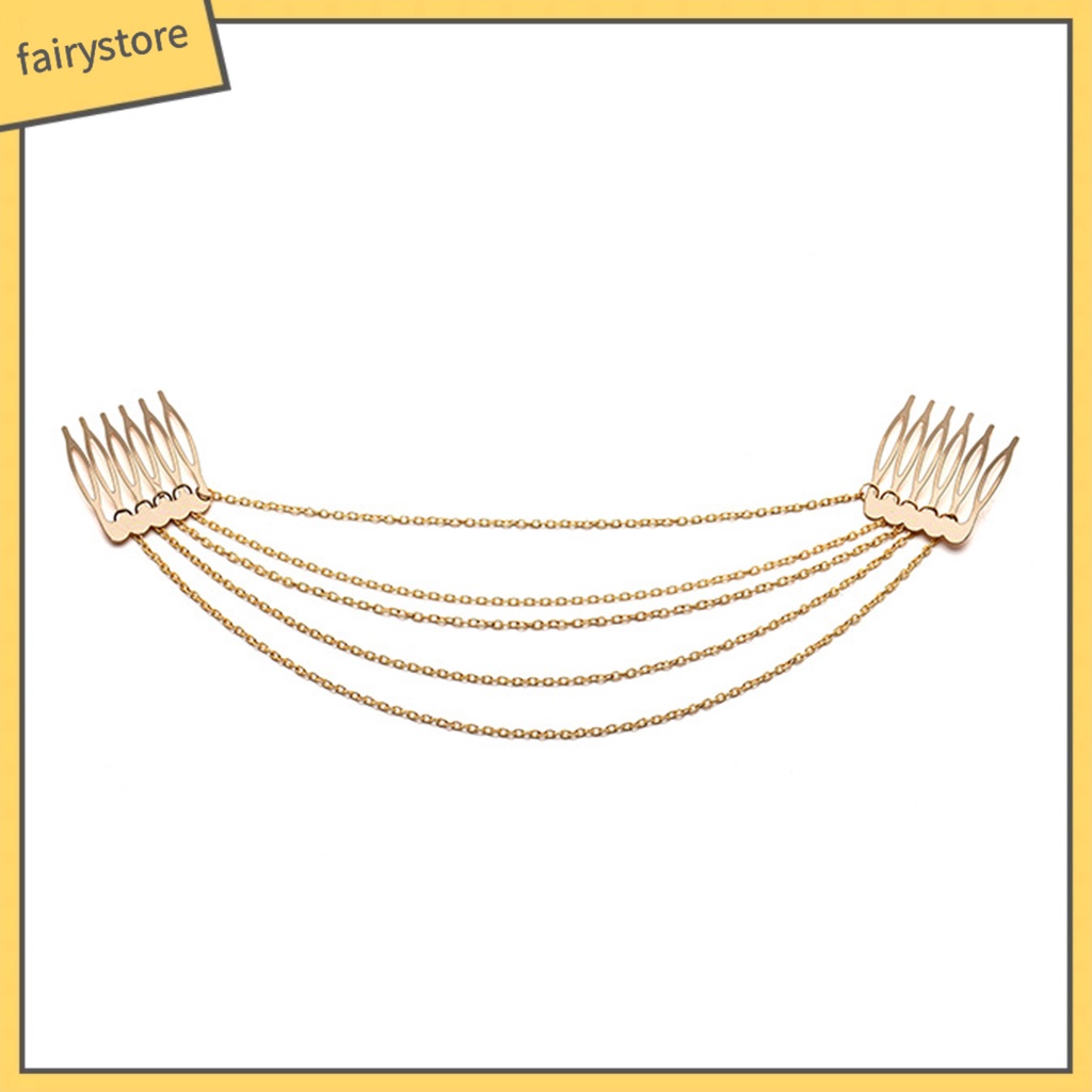 Lược Cài Tóc Bằng Hợp Kim Phối Dây Xích Tua Rua Sang Trọng