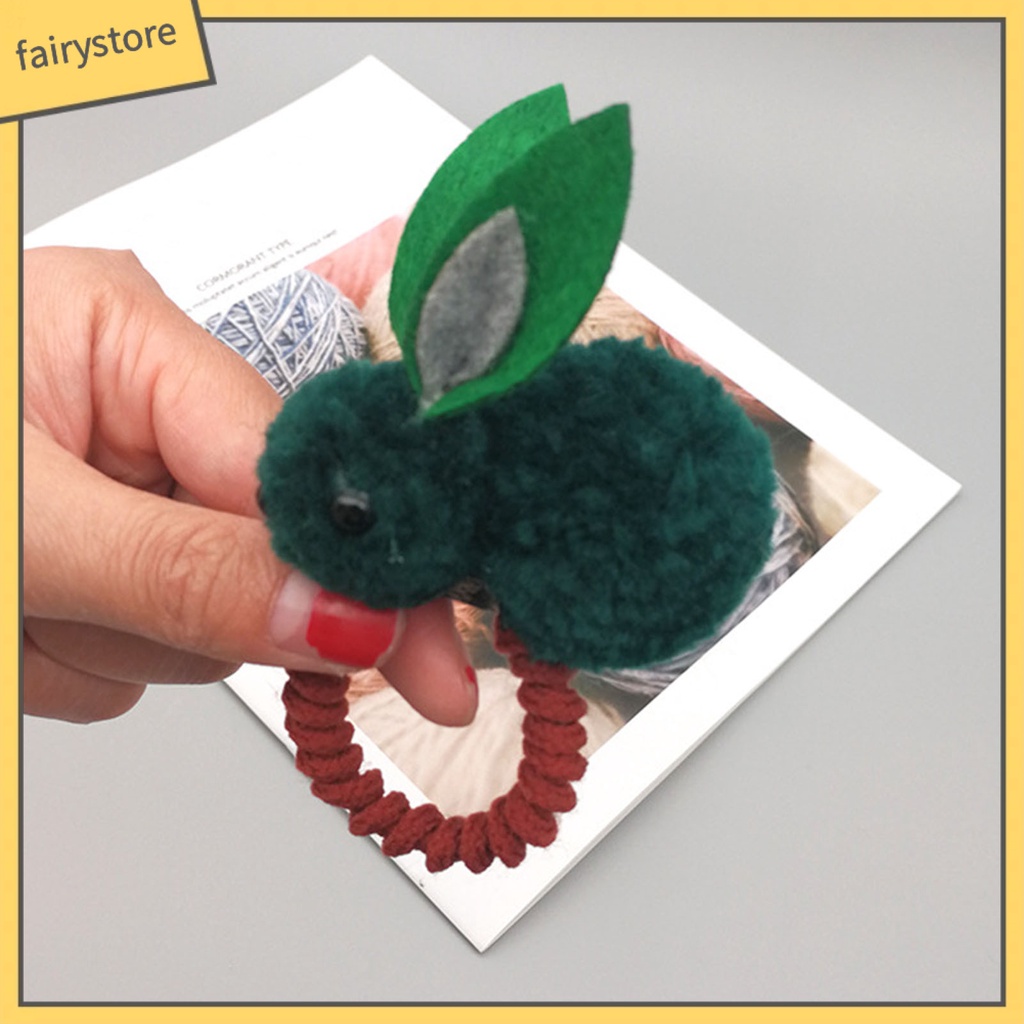 Dây Cột Tóc Cao Su Co Giãn Bọc Vải Lông Hình Thỏ Hoạt Hình