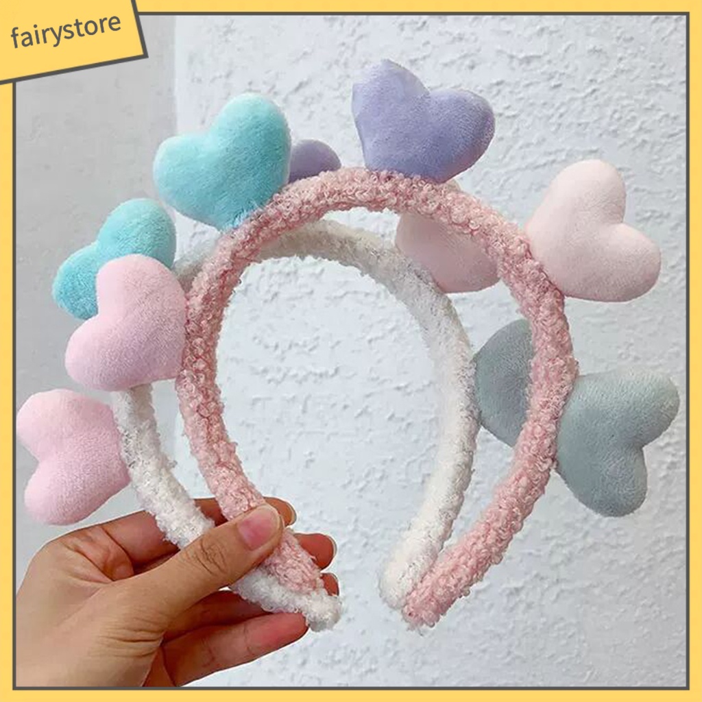 Băng Đô Nhung Mềm Mại Họa Tiết Trái Tim Nhiều Màu Sắc Cho Nữ