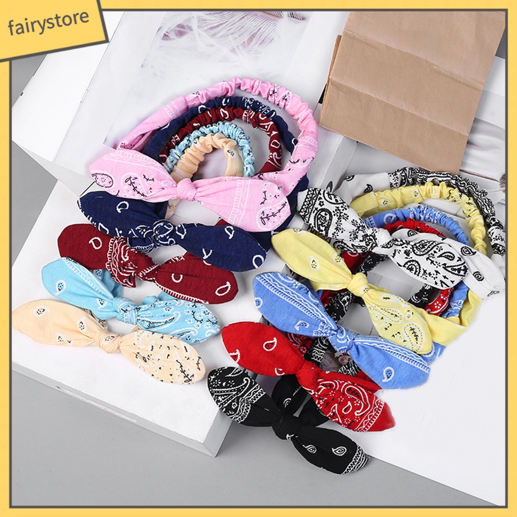 Băng Đô Cài Tóc Rửa Mặt Co Giãn Tốt Thắt Nơ In Họa Tiết Phong Cách Hàn Quốc Cho Nữ