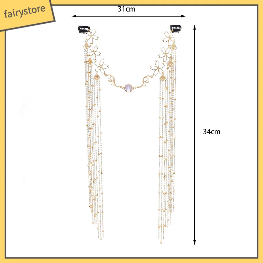 [FRO] Cài Tóc Đính Đá Hình Giọt Nước Phối Tua Rua Dài Phong Cách Vintage Cho Cô Dâu