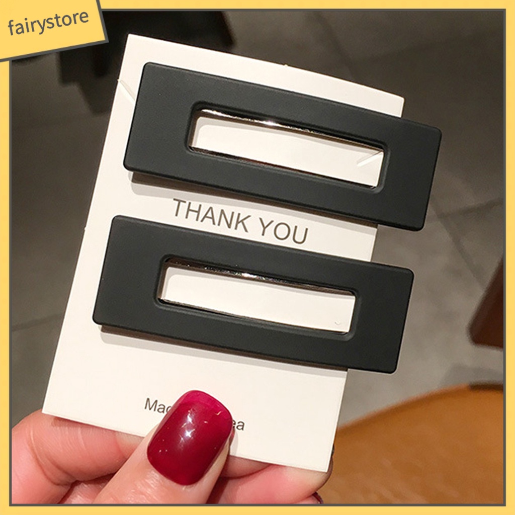 Set 2 Kẹp Tóc Hình Vuông Màu Sắc Kẹo Ngọt Dành Cho Nữ