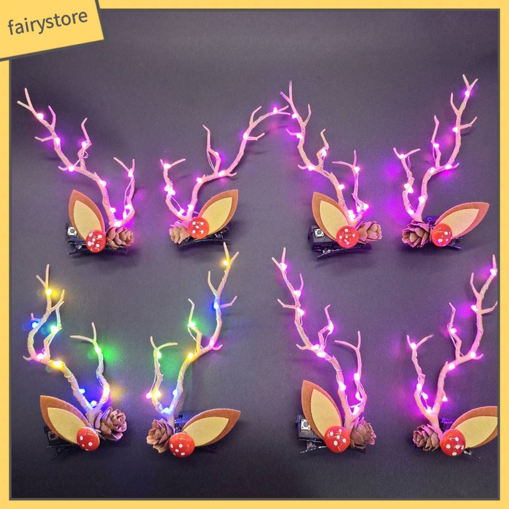 1 Cặp Kẹp Tóc Hình Nhánh Cây Thông Giáng Sinh Phát Sáng Độc Đáo