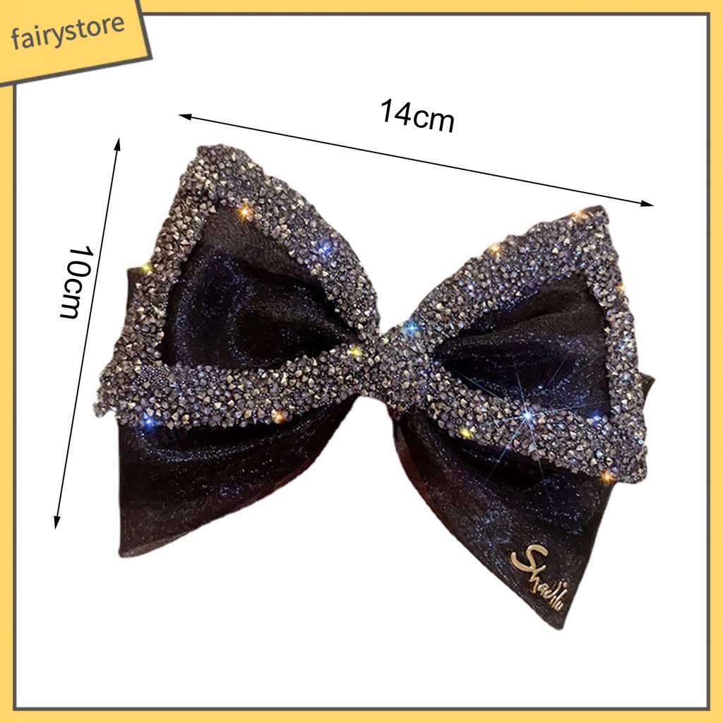 Kẹp Tóc Trang Trí Nơ Lưới Lớn Đính Đá Lấp Lánh Chống Trượt