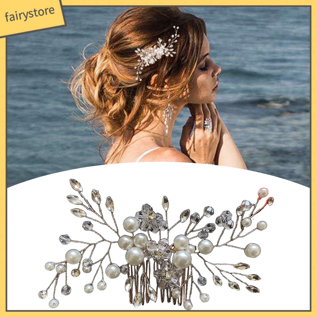 [FRO] Lược Cài Tóc Đính Ngọc Trai Giả Có Thể Tái Sử Dụng Nhiều Lần Trang Trí Đám Cưới