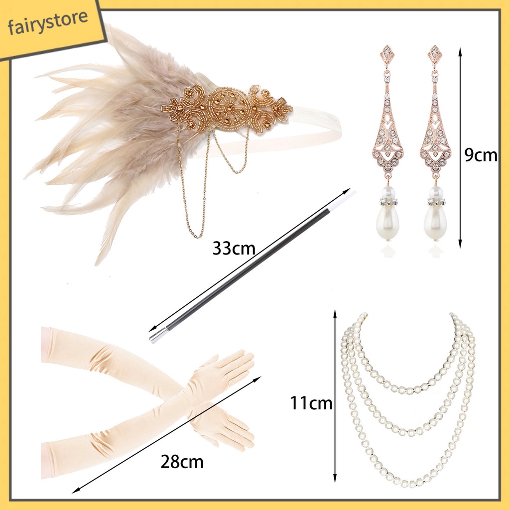 1 Bộ Bông Tai Đính Ngọc Trai Và Lông Vũ Lấp Lánh Phong Cách Retro Dành Cho Nữ