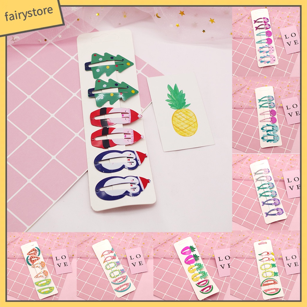 Set 6 Kẹp Tóc Hoạt Hình Xinh Xắn Cho Bé Gái