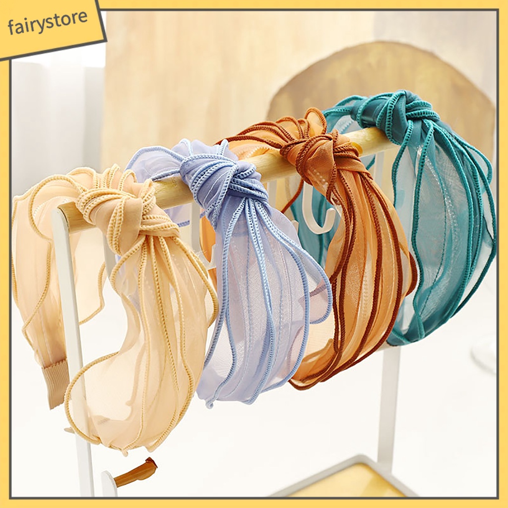 Băng Đô Cài Tóc Bản Rộng Chống Trượt Thắt Nút Màu Trơn Đáng Yêu Thích Hợp Sử Dụng Hàng Ngày