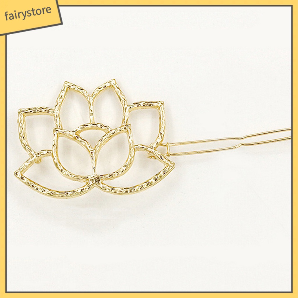 Kẹp Tóc Hợp Kim Chống Rơi Hình Hoa Sen Màu Vàng Thích Hợp Sử Dụng Hàng Ngày