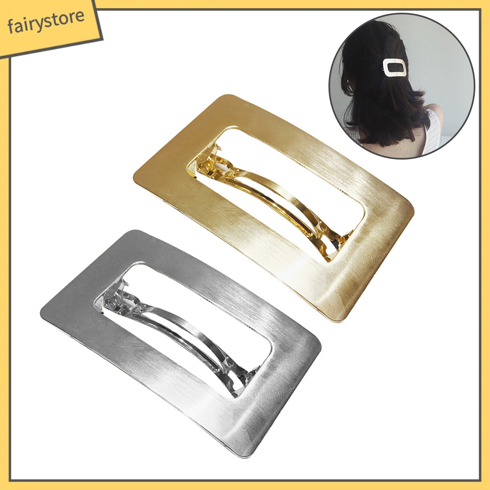 Kẹp Tóc Kim Loại Hình Chữ Nhật Rỗng Thời Trang Cho Nữ